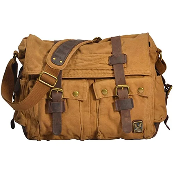 VRIGOO Vintage Military Canvas Crossbody Messenger Bag