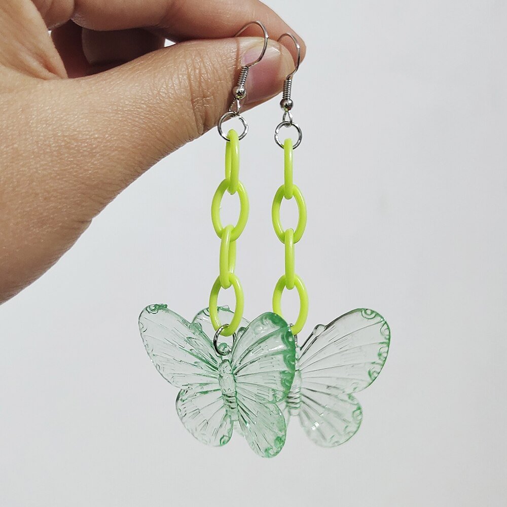 Transparent Resin Butterfly Women's Cute Drop Earrings-VESSFUL