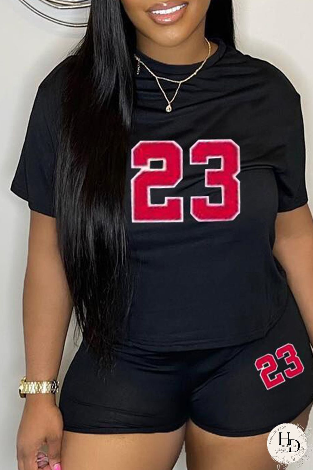 Black Casual Sportswear Daily Basic O Neck Short Sleeve Two Pieces