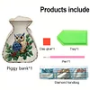 (US Local)Acrylic Wooden Owl Bag Shape Diamond Painting Piggy Bank Storage Box Kit