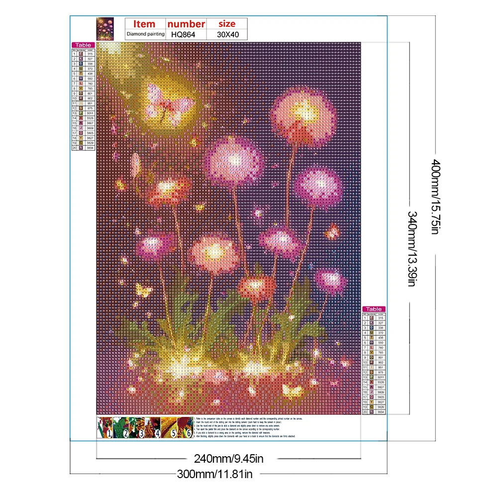 Full Round Diamond Painting 30*40cm - Colorful Dandelions