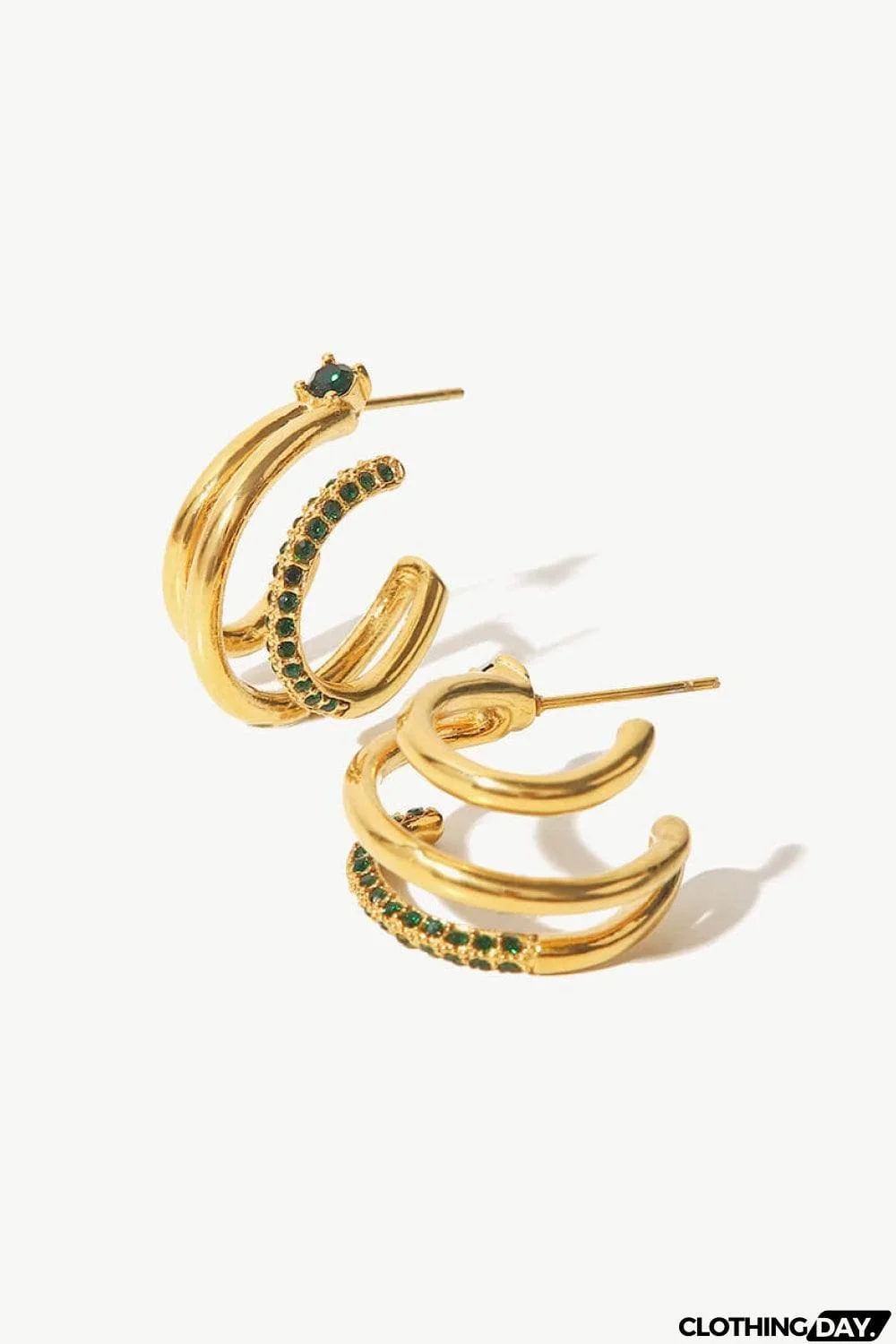 18K Gold Plated Cubic Zirconia Wrap C-Hoop Earrings
