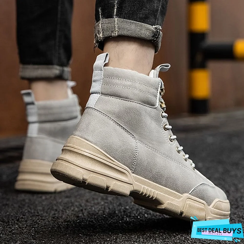 Men's Fall Casual Daily Boots Walking Shoes Pu Breathable Non-Slipping Wear Proof Black / Khaki / Gray