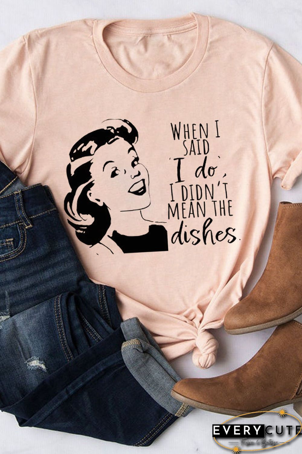 Pink Funny Letters Figure Print Short Sleeve Graphic Tee