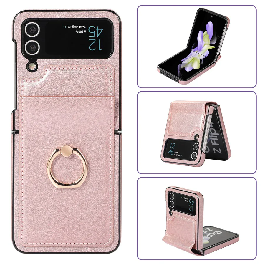 Suitable For Samsung Z Flip 3/Z Flip 4 Folding Solid Color Ring Folding Screen Phone Case