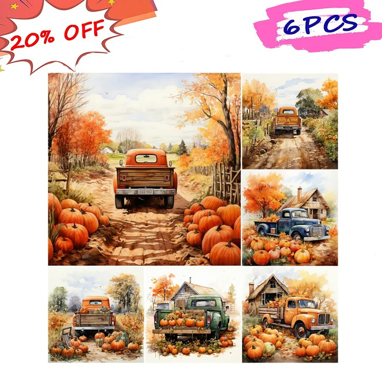 Autumn Pumpkin Vintage Car 40*40CM(Canvas) Full Round Drill Diamond Painting gbfke