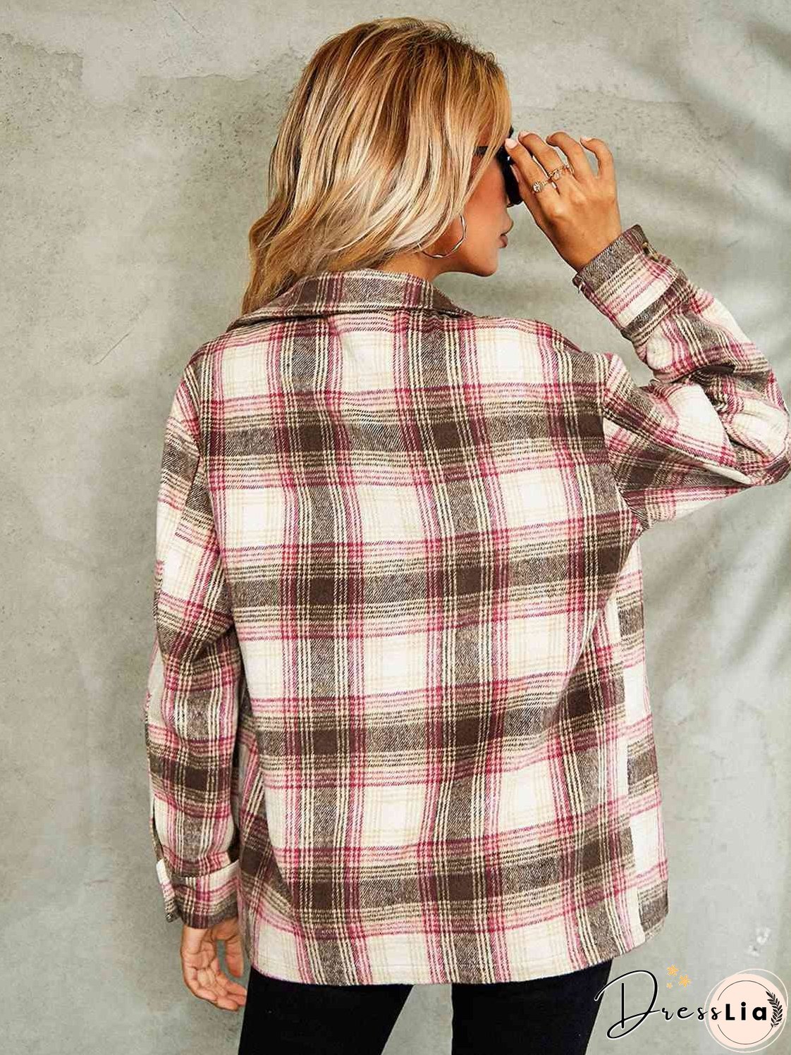 Plaid Button Down Collared Jacket