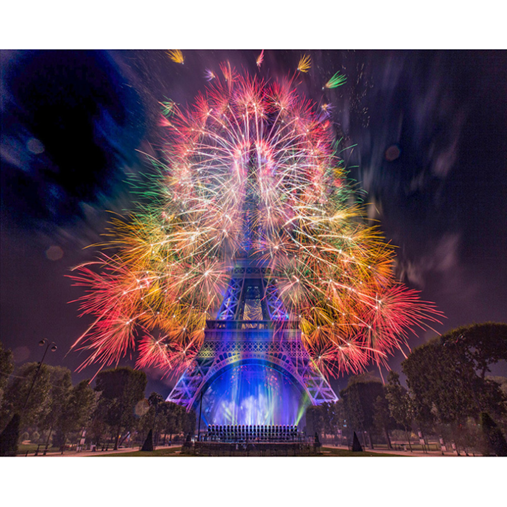 

40*30CM-Round Drill Diamond Painting-Fireworks Light Up the Tower, 501 Original