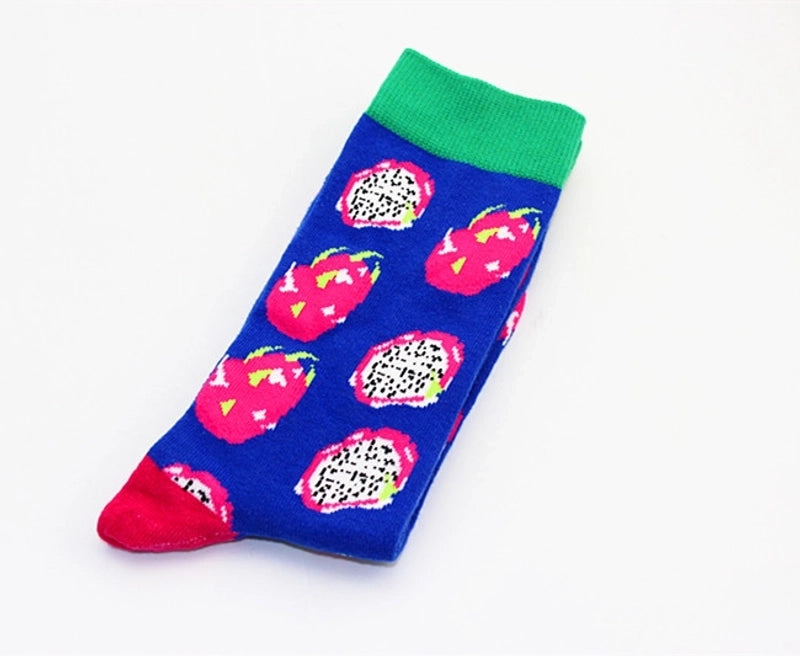 Men’s Cartoon Style Color Block Cotton Crew Socks A Pair