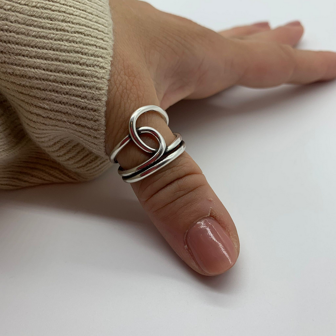 Big Silver Knot Thumb Rings