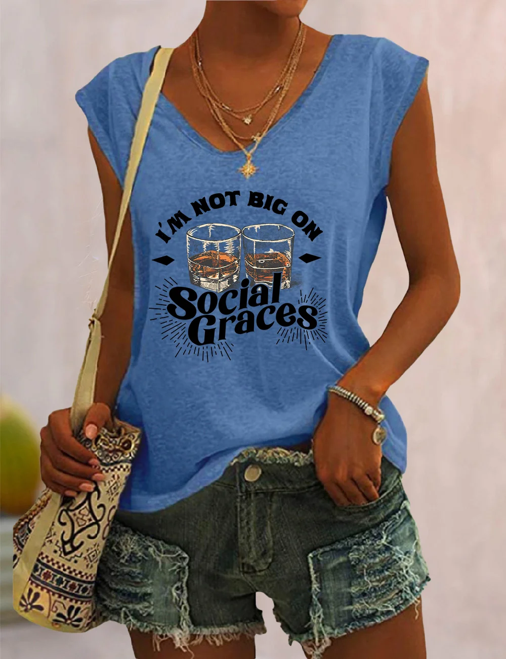 I'm Not Big on Social Graces V Neck Tank