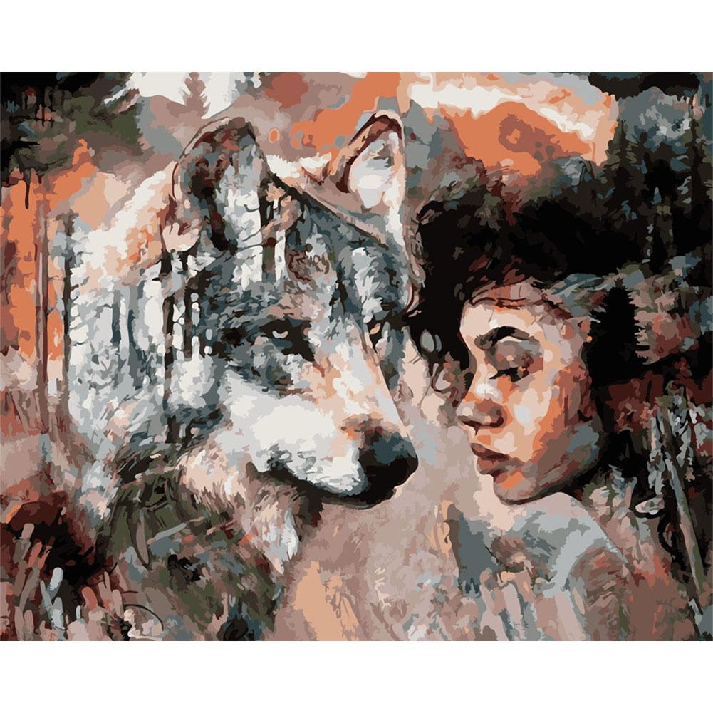 

40x50cm - Paint By Numbers Women Wolf, 501 Original