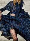  Geometric Pattern Hollow Split-Joint Maxi Dress