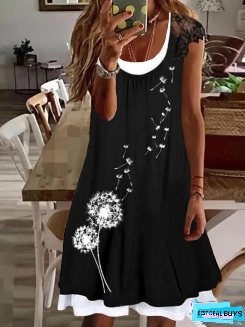 Dandelion Crew Neck Short Sleeve Casual Knit Dress