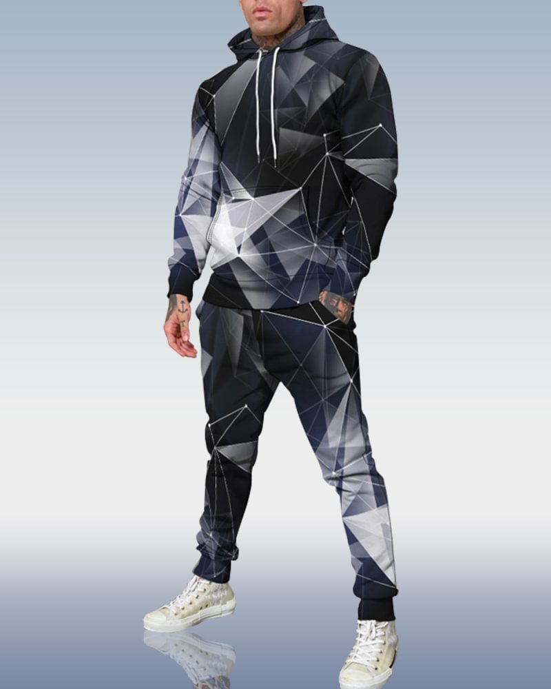 Men's Personalized Printed Hoodie Set 039