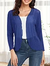 V-Neck Semi-Sheer Long Sleeve Solid Color Elegant Cardigan - Soft Medium Stretch Knit Fabric, Regular Length, Placket Closure - Perfect for All Seasons