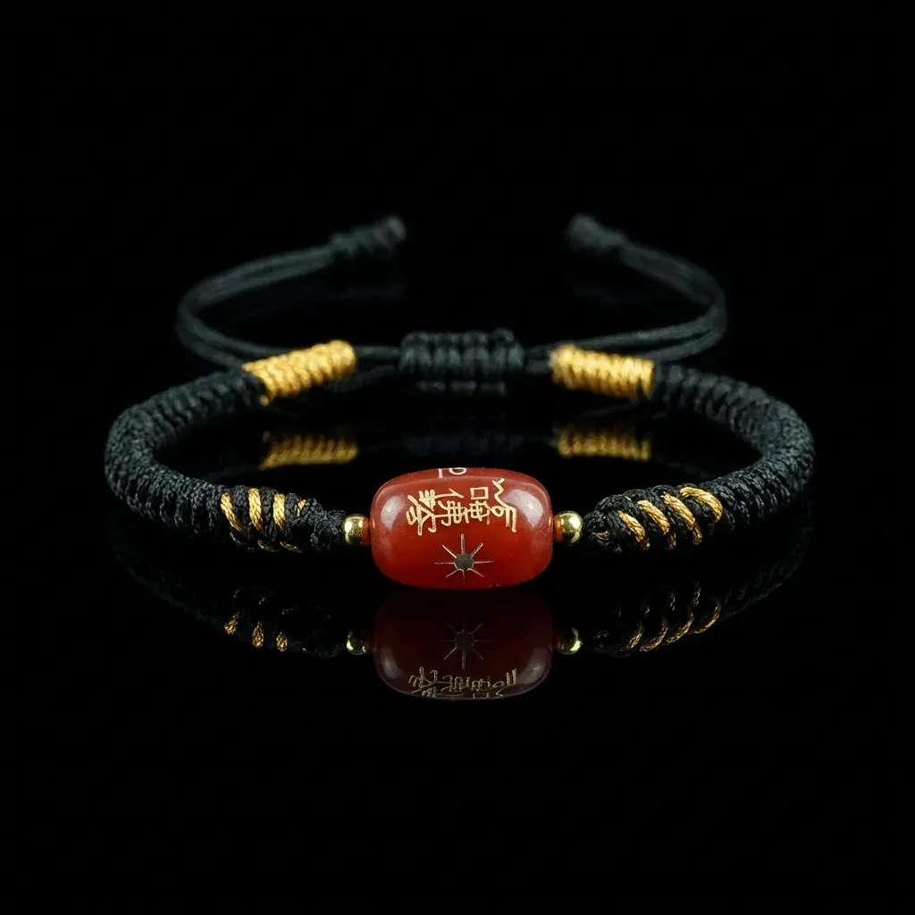 JiStones Imperial Cinnabar Amulet Bracelet - Silver Inlaid Purple Gold Sand