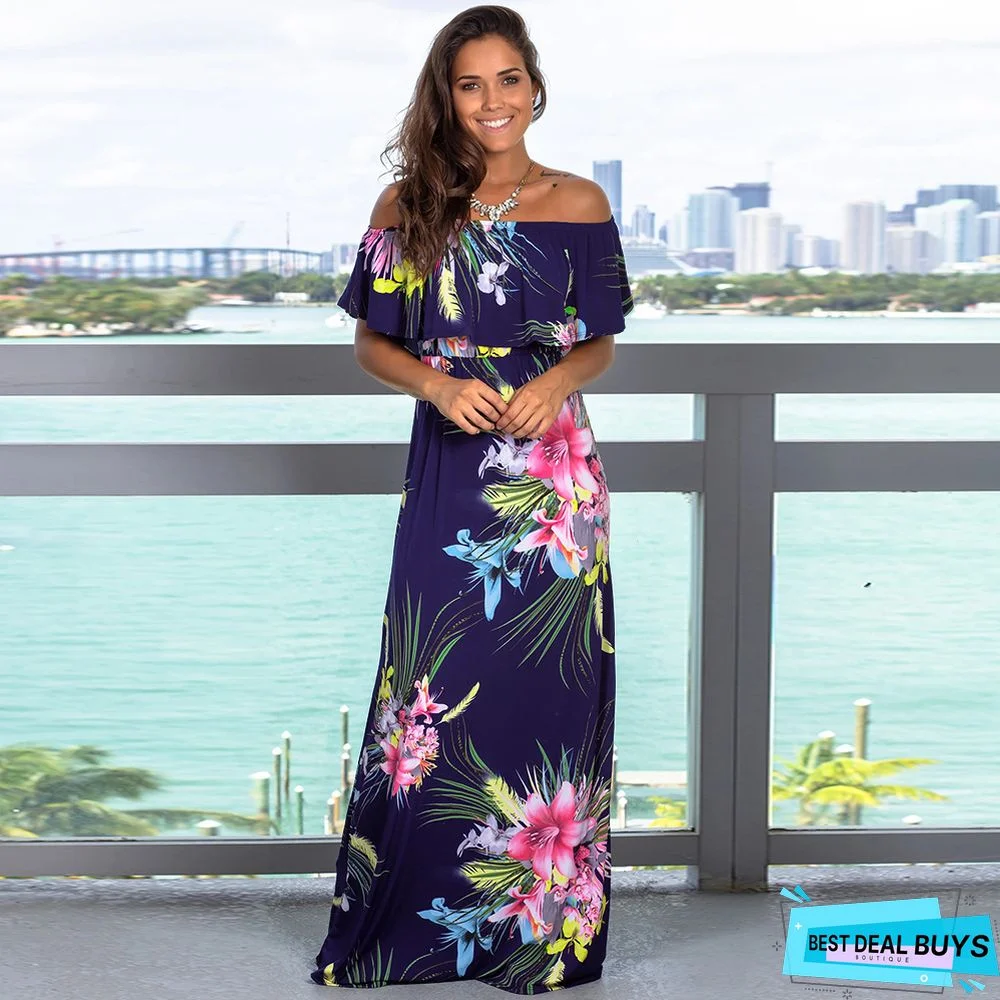 Shoulder Print Bohemian Elegant Dress