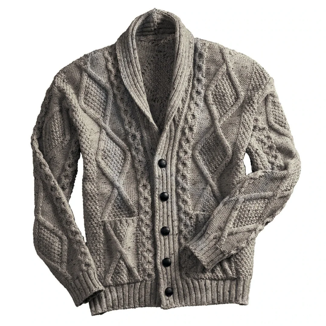 Men's Sweater Solid Color Long Sleeve Lapel Cardigan Coat Sweater