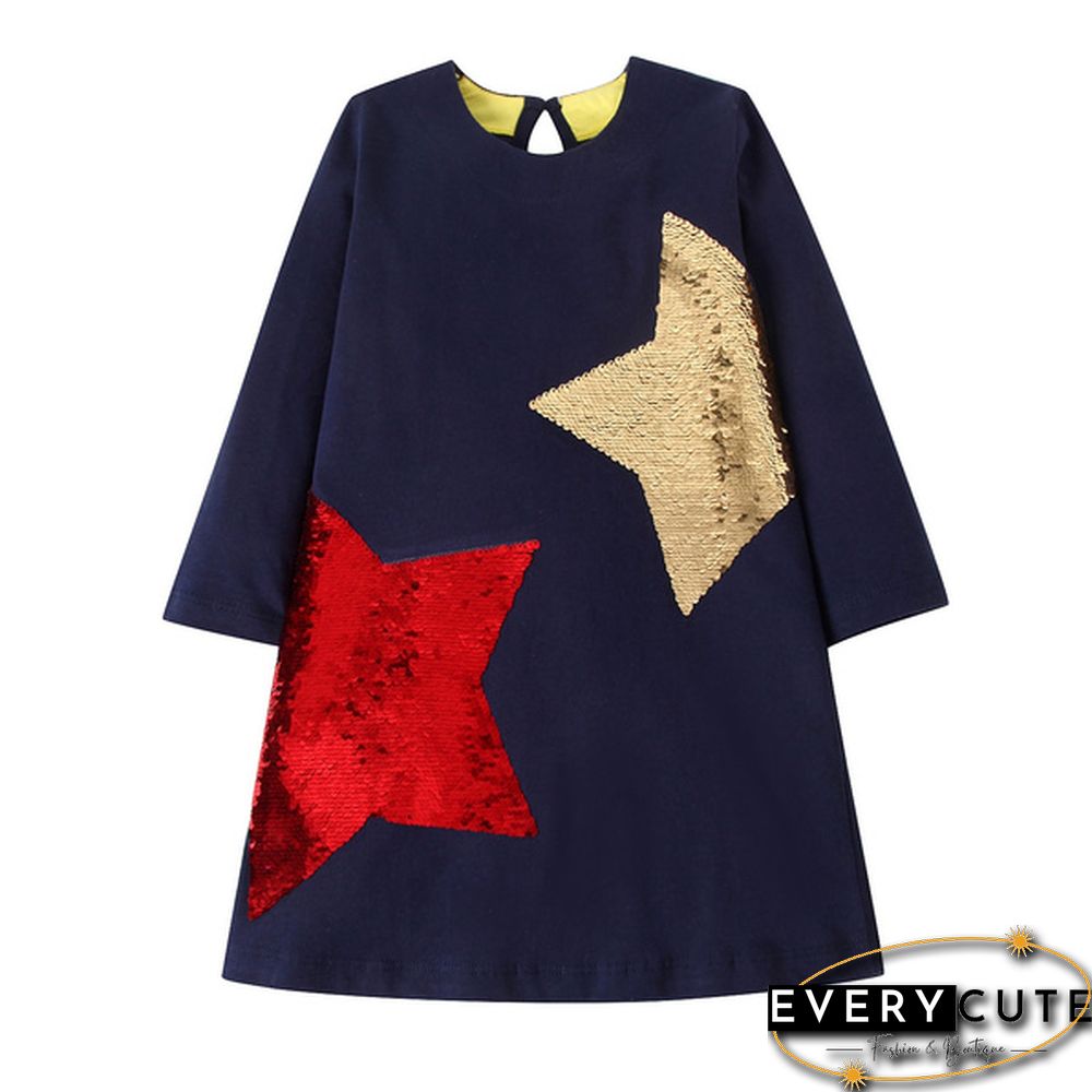 Toddler Baby Girls Kids Autumn Clothes Cute Cartoon Applique Long Sleeve T-Shirt Dress