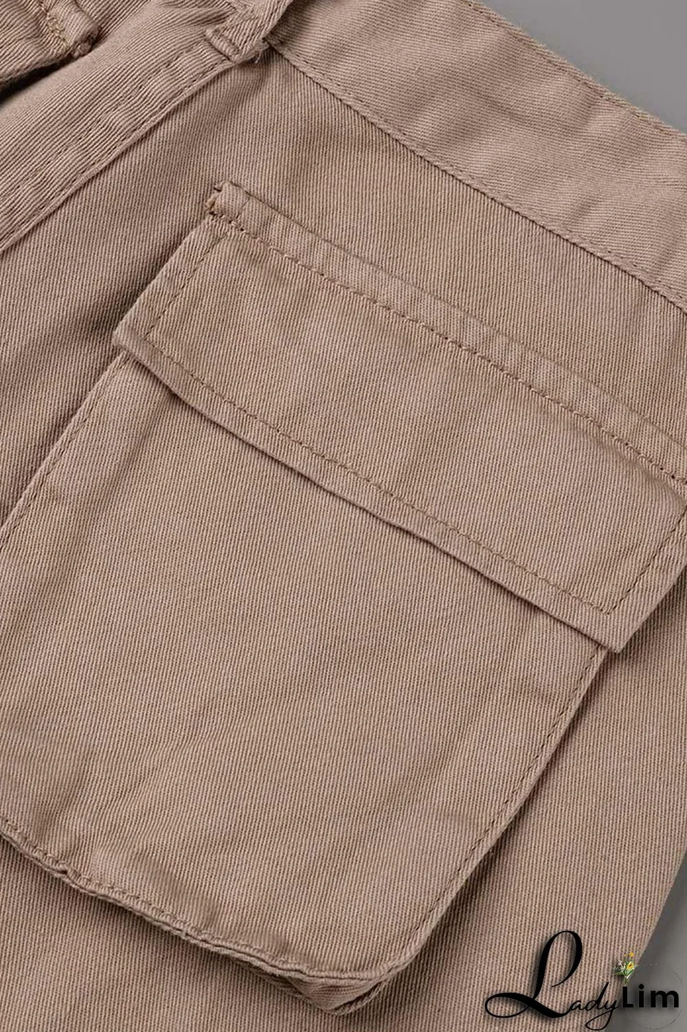 Green Street Solid Patchwork Pocket High Waist Straight Solid Color Bottoms