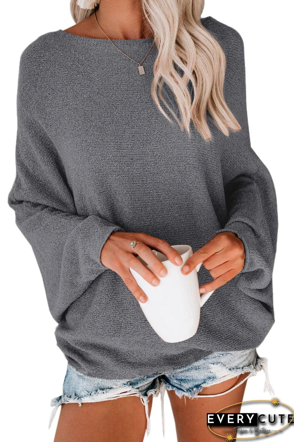 Gray Chillaxin’ Dolman Knit Sweater