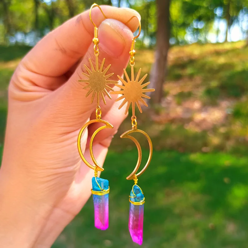 Moon Sun Crystal Earrings