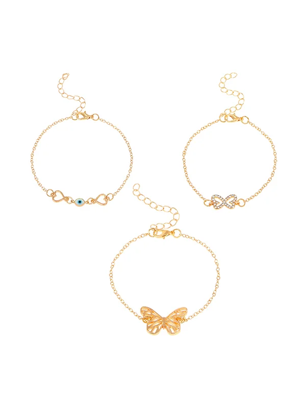 Butterfly Shape Chains Anklets Three Pieces