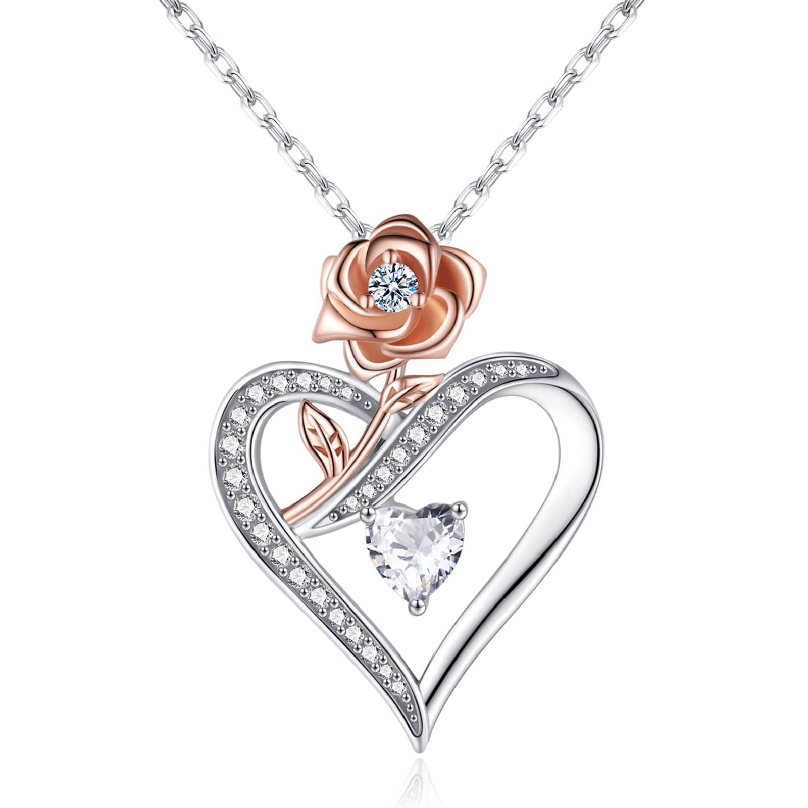 Women Sterling Silver Heart Necklace Anniversary Gifts