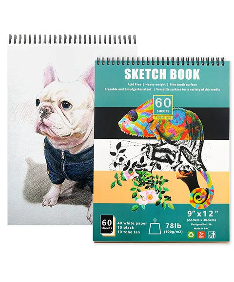 100 GSM 60 Sheet Sketch Pad With 3 Colors Paper-Himinee.com