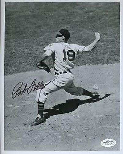 Bob Feller Signed Jsa Cert Sticker 8x10 Photo Poster painting Authentic Autograph