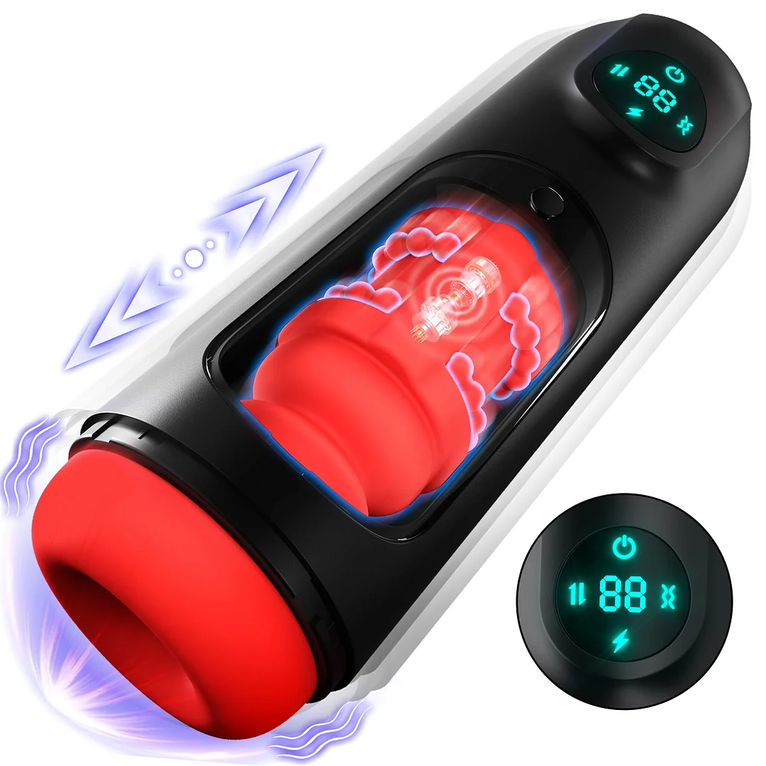 8 Vibrating and Thrusting Modes Male Masturbators with LCD Display