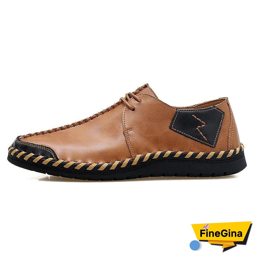 Men Casual Cow Leather Light Comfortable Split Leather Flats Shoes