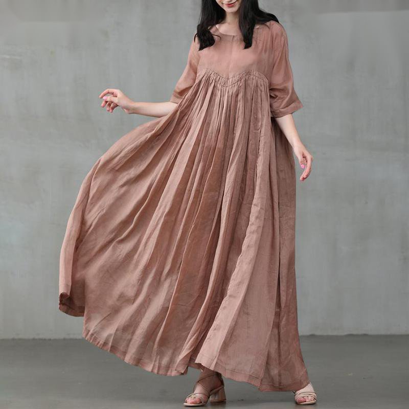 2022 Kaftan Pleated Cotton-Linen Maxi Dress