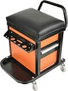 AA041&reg; Padded Heavy Duty Creeper Seat with Extra Storage, 300 Pounds Capacity Mechanics Chair with Drawers, Orange Tool Box Chair with 4 Pieces 2-1/2" Swivel Casters