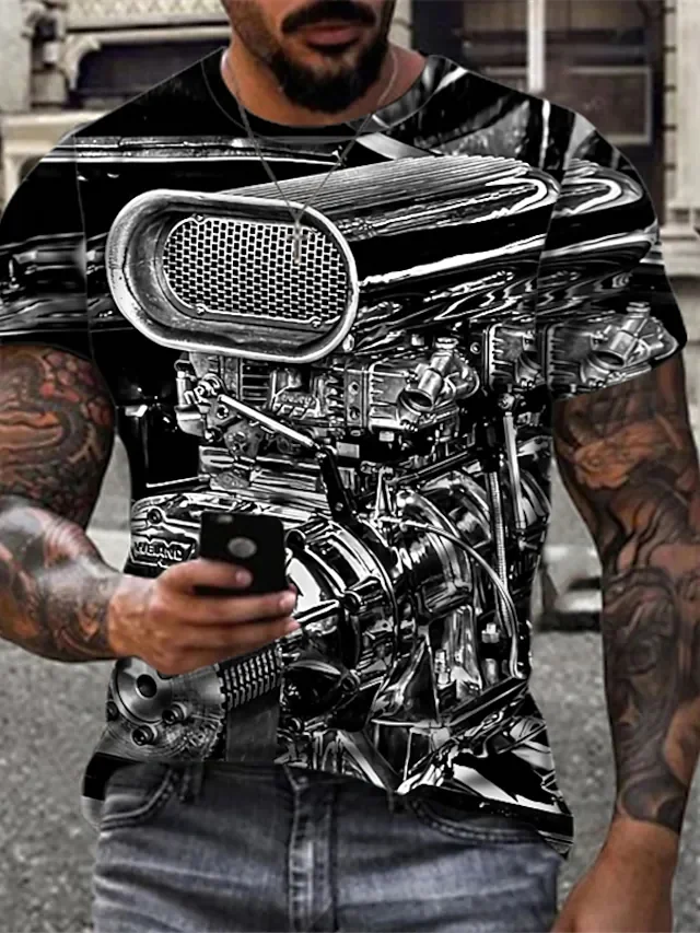 Men's T-Shirt 3D Print Short Sleeve Casual Tops