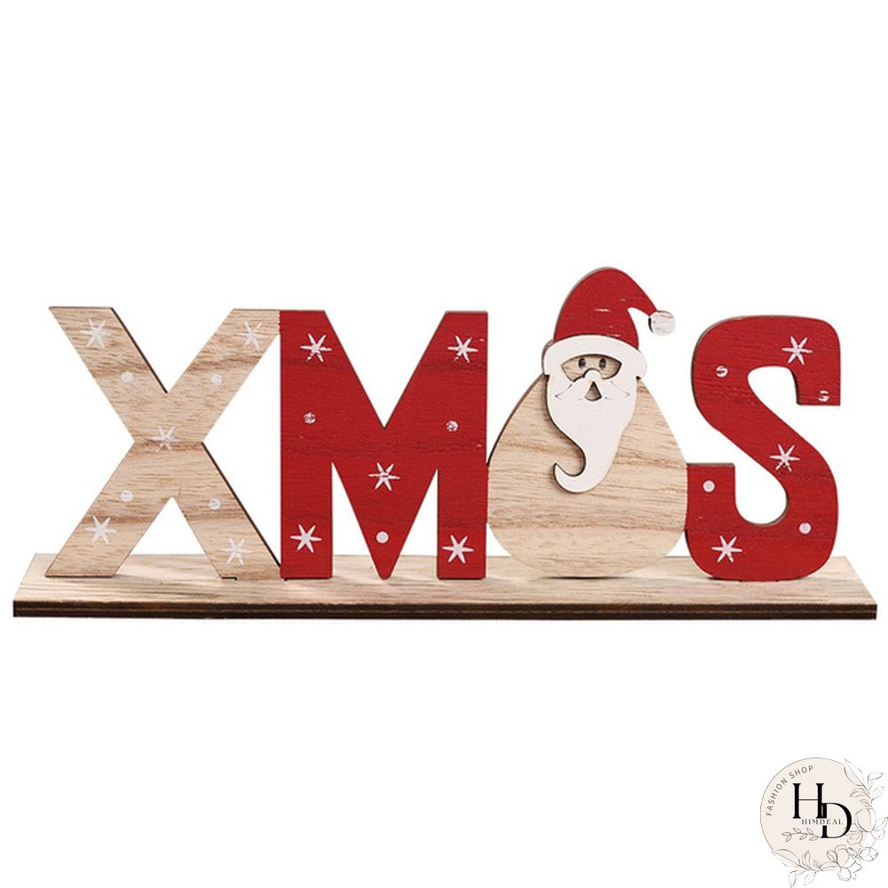 Wooden Freestanding Letters Sign Santa Claus Snowman Snowflakes Christmas Party Home Decorations Desk Xmas Table Gift