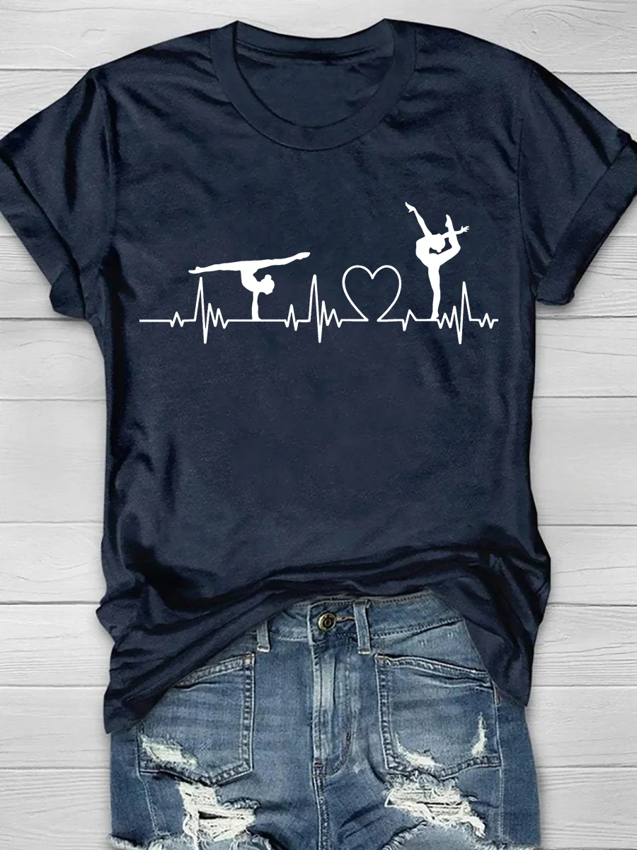 Dance Heartbeat Print Short Sleeve T-Shirt