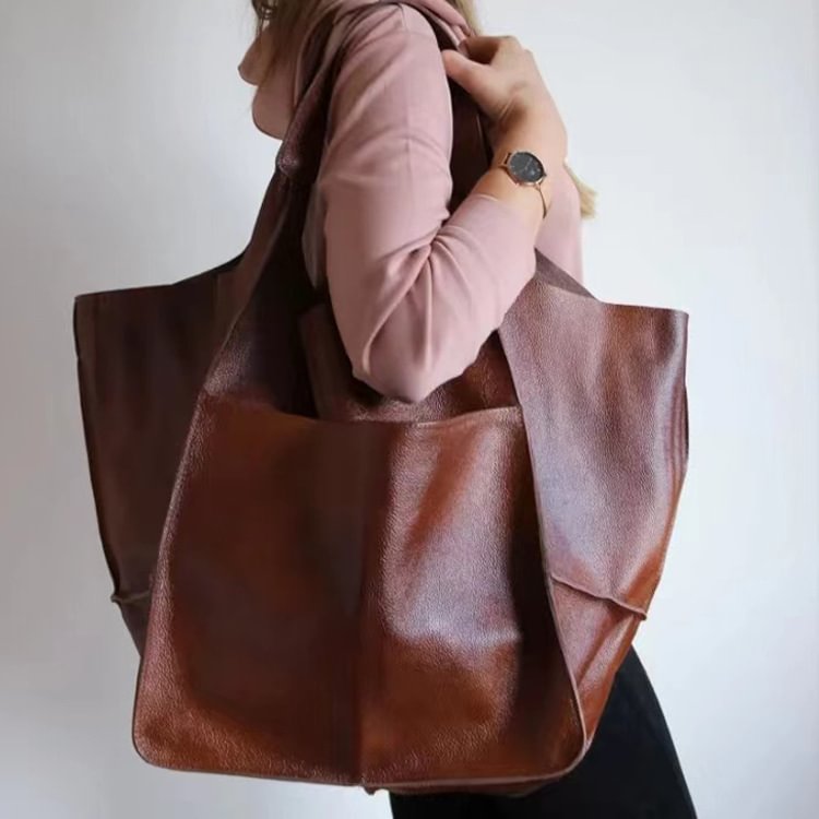 Women's Simple Style Large Capacity Soft Leather Tote Bag