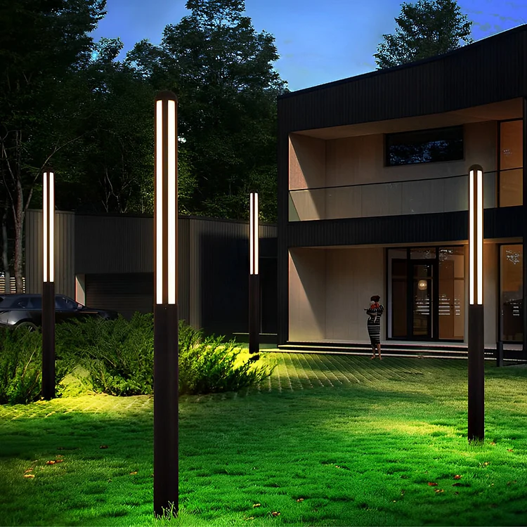 Minimalist Waterproof LED Black Modern Outdoor Pole Lights Public Lighting - Appledas