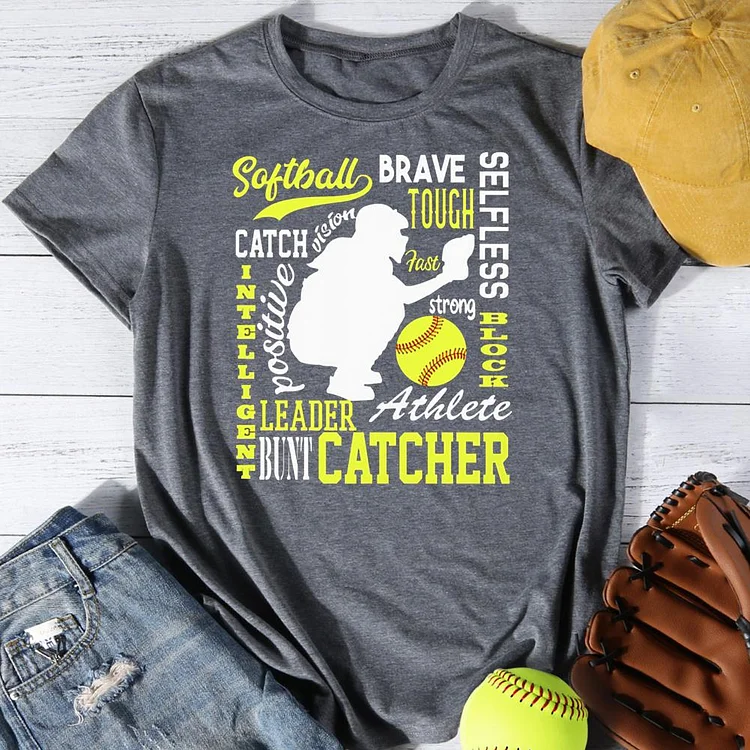 Softball Catcher Round Neck T-shirt-Annaletters