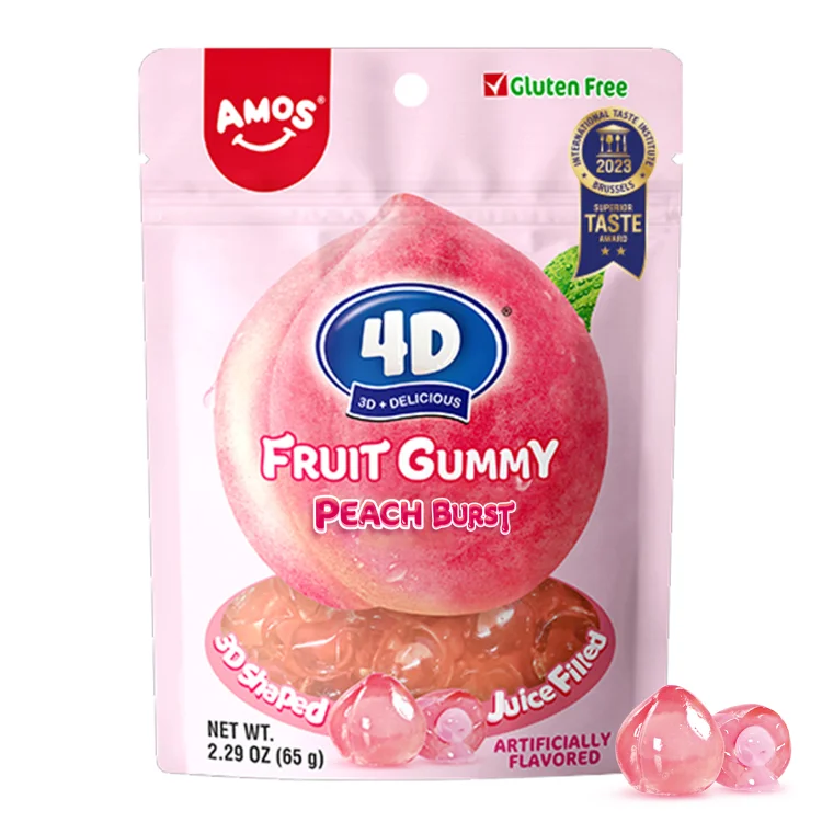 Amos 4D Fruit Gummy Peach Burst (Pack of 12)