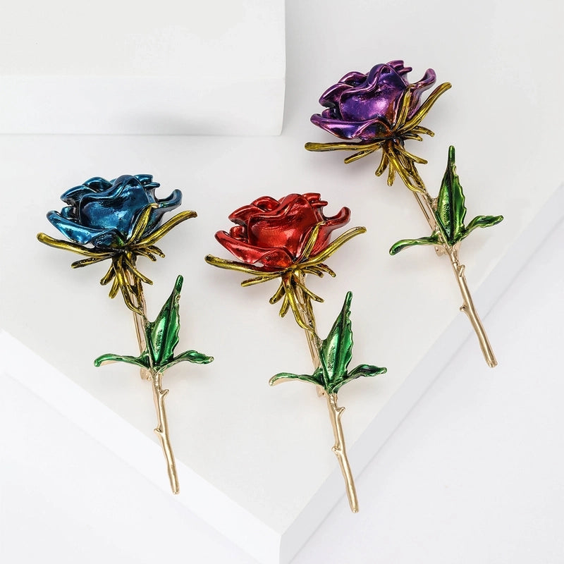 Elegant Vintage Style Pin Rose Alloy Enamel Women's Brooches