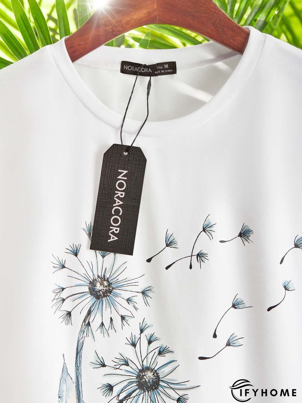 Casual Dandelion Short Sleeve Round Neck Printed Top Tunic T-Shirt | IFYHOME