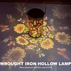 LED Hollow Iron Decor Light Solar Powered Hollowed Hanging Light IP55 Waterproof Rust Proof for Patio Yard Lawn Backyard Decor