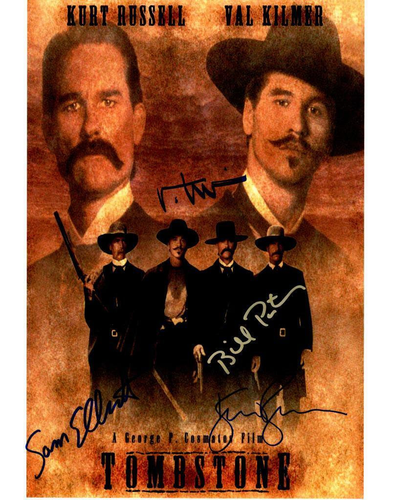 Tombstone Cast Kilmer Elliott +2 autographed 11x14 Picture Photo Poster painting signed Pic COA