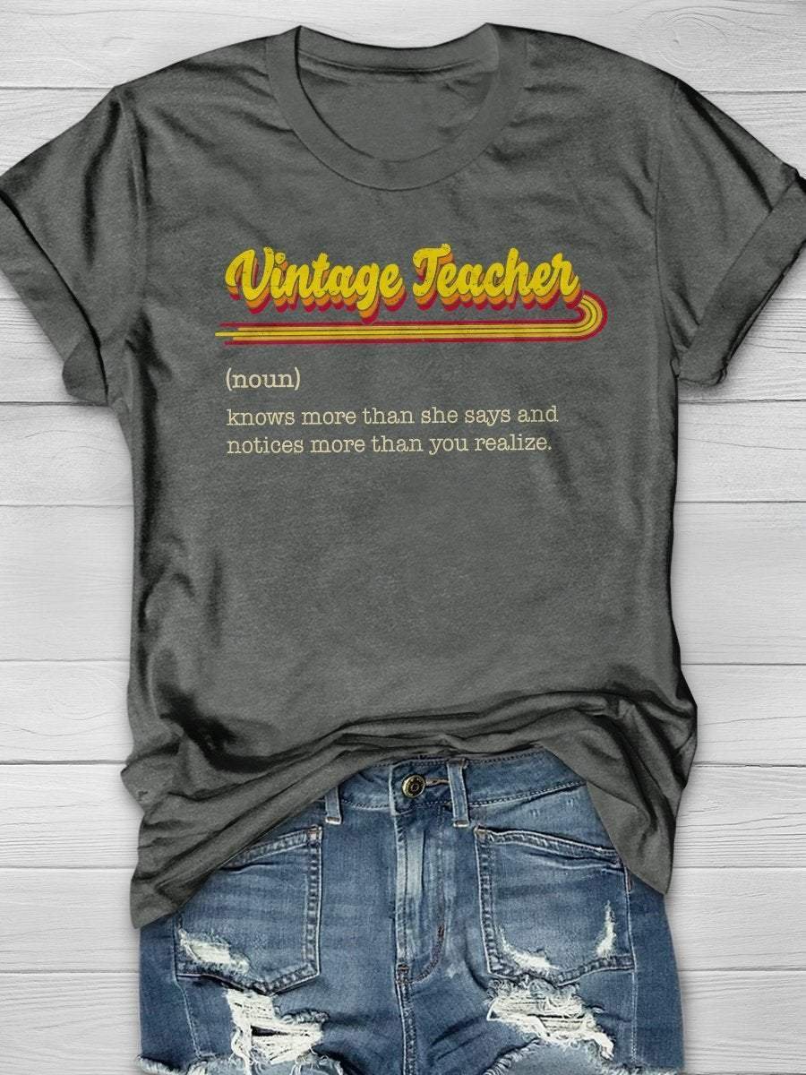 Vintage Teacher Print Short Sleeve T-shirt