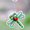 Full Bead Embroidery Keychain Dragonfly Printed Craft Gifts(5.5x5.5cm)