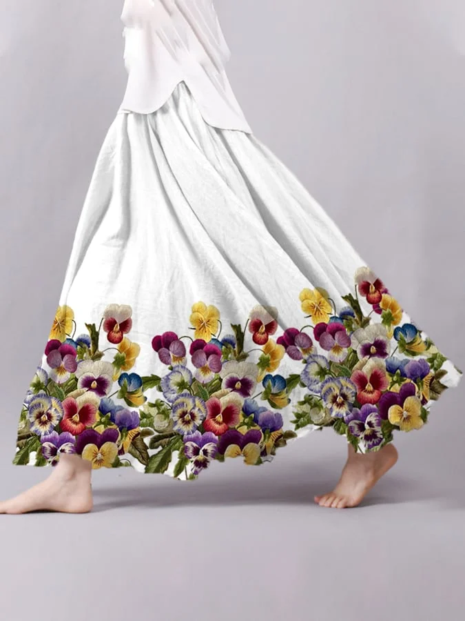 Women's Purple Alzheimer's Flower Print Skirt socialshop