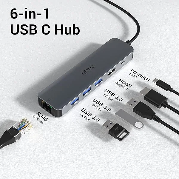 ANYOYO USB C Hub – 4 Ports, 3x USB 3.0 (10 Gbps), 100W PD, Kompatibel Mit MacBook, IPad, Windows